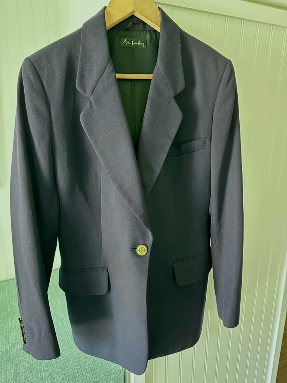 Vintage, Classic, Ann Freedberg NAVY Crawford Wool Women’s Blazer